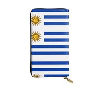 Flag of Uruguay Long leather wallet, portable credit card holder, zippered coin purse, and ID compartment