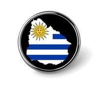 Flag of Uruguay Round Brooch Pins Lapel Tie Badge Metal Memorial Button Pin Kit for Hat Shirt Clothing Bags Decor