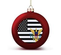 Flag of US Virgin Islands Christmas Ball Hanging Ornaments Shatterproof Decor for Xmas Tree Holiday