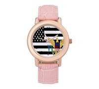 Flag of US Virgin Islands Women's Wrist Watch Easy Reader with Leather Strap Analog Display Wonderful Ladies Gifts