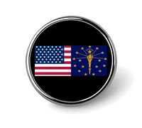 Flag of Usa And Indiana Round Brooch Pins Badge Printed Button Tie Lapel Backpack Pin Decoration for Women Men