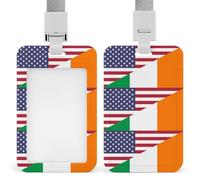 Flag of USA and Ireland ID Badge Holder Name Card Holders Photocard Case with Lanyard for Teacher Nurse Office