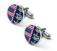 Flag of Usa And Maine Cufflinks for Men Women Cuff Links Tuxedo Shirt Personalised Printed Jewelry Accessories