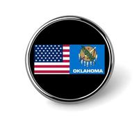 Flag of Usa And Oklahoma Round Brooch Pins Badge Printed Button Tie Lapel Backpack Pin Decoration for Women Men