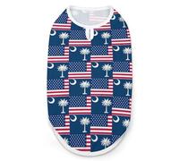 Flag of Usa And South Carolina Dog Shirt Cat Tank Top Pet Clothes Sleeveless Summer T-Shirts for Small Medium Puppy