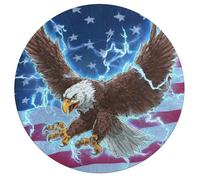 Flag of USA Bald Ea-gles Puzzle for Adults 195 PCS Round Funny Jigsaw Puzzles Decoration