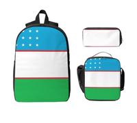 Flag of Uzbekistan Backpack Set-3-in-1 Travel Bag Lunch Bag Storage Pouch