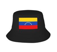 Flag of Venezuela Adult Bucket Hat Sun Protection Cap Sunshade Fisherman Hat Print Fishing Cap for Women Men Black