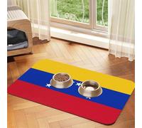 Flag of Venezuela Dog Food Mat, Absorbent Pet Feeding Mat for Food and Water Bowls Non-Slip Placement Pad for Floors Waterproof Quick Dry Water Dispenser Mat for Dogs Puppy Cats 16x24 Inch