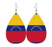 Flag Of Venezuela Leather Earring For Women Teardrop Dangle Printed Fashion Accessories Daily Wear Party