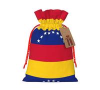 Flag Of Venezuela Print Christmas Burlap Gift Bag With Drawstring, Present Small Favor Pouch For Birthday Parties-S Size
