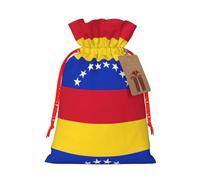 Flag Of Venezuela Print Christmas Burlap Gift Bag With Drawstring, Present Small Favor Pouch For Birthday Parties-S Size