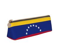 Flag of Venezuela Print Large Capacity Leather Pencil Case Smooth Zippered Pen Pouch School Travel Makeup