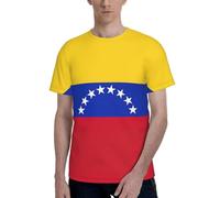 Flag of Venezuela Print Men Short Sleeve Crew Neck T-Shirt Stylish Casual Summer Various Occasions Wear Black