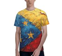Flag of Venezuela Print Men Short Sleeve Crew Neck T-Shirt Stylish Casual Summer Various Occasions Wear Black