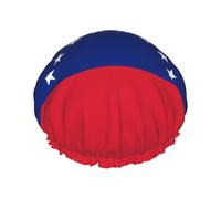 Flag of Venezuela Printed shower cap, reusable, double-layered design, suitable for women to wrap their hair, wash their face, and apply face masks.