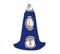 Flag Of Virginia Hooded Cape For Teenagers Witch Vampire Cosplay Party Halloween Christmas Printed Long Cloak