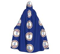 Flag Of Virginia Printed Hooded Cloak Robe Cloak Witch Vampires Grim Reaper Devil For Boy Girl Cosplay Costume