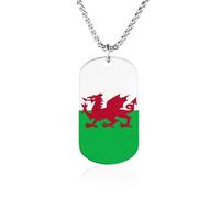 Flag of Wales Britain Men's Pendant Necklace for Women Customizable Jewelry Dog Tag Memorial Necklaces