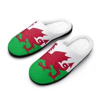 Flag of Wales Britain Mens Winter Warm Slippers Rubber Sole Comfortable Cotton House Shoes For Daily Wear 11-12(44-45)