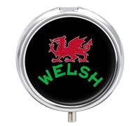 Flag of Wales Dragon Round Pill Box Organiser 3 Compartment Medicine Case