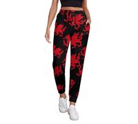 Flag of Wales Welsh Cool Dragon Women's Joggers Sweatpants Athletic Yoga Pants with Pockets Leggings L