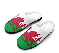 Flag of Wales Welsh Men's Cotton Slippers With Memory Foam Soft Warm House Shoes Indoor Outdoor