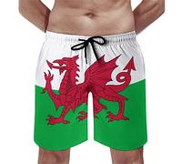 Flag of Wales Welsh Men's Swim Trunks Quick Dry Beach Shorts with Mesh Lining and Pocket