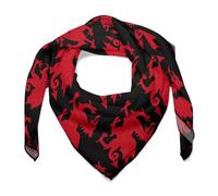 Flag Of Wales Welsh Red Dragon Head Scarf Silk Like Bandana Hair Wrapping Neck Scarves for Women 27"