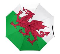 Flag of Wales Welsh Windproof Travel Manual 3 Folding Umbrella Waterproof Automatic Rainbrella For Men Women
