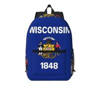 Flag of Wisconsin 17 Inch Backpack-Lightweight Travel Daypack with Pockets