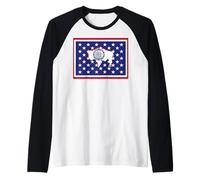 Flag of Wyoming USA Raglan Baseball Tee
