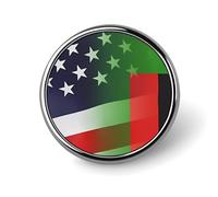 Flag of Zambia And USA FLAG Round Lapel Pin Button Brooch Tie Badge Elegant Hat Clothing Jewelry Accessories