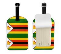 Flag of Zimbabwe Leather Luggage Tag-Personalised ID Bag Tag for Suitcase, Privacy Cover Travel Accessory with Strap for Suitcase Backpack