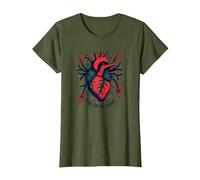 Flag on My Heart T-Shirt, Women, Olive Green, Medium