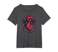 Flag On My Heart T-Shirt, Women's Plus, Dark Heather Grey, 1X