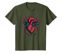 Flag on My Heart T-Shirt, Youth, Olive Green, Small