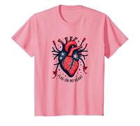 Flag on My Heart T-Shirt, Youth, Pink, X-Small