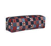 Flag Patchwork Minimalist Leather Zip Pencil Case â€“ Premium Cross-Grain Pvc Leather Organizer For Pens, Art Supplies & Daily Essentials â€“ Compact, Stylish & Durable School/Office/Travel Pouch