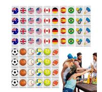 Flag Pattern Mahjong, 65-Piece Tile Set, 1.18 Inches Fun Board Game with Compact Build, Family Puzzle Game, Tile Collection with Colorful Design, Party Activity for Beach and Picnic