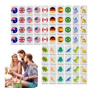 Flag Pattern Mahjong, 65-Piece Tile Set, 1.18 Inches Fun Board Game with Compact Build, Family Puzzle Game, Tile Collection with Colorful Design, Party Activity for Beach and Picnic
