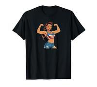 Flag Pinup Girl Brunette Liberty Belle Patriotic 4th July T-Shirt