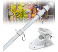 Flag Pole for Outside House - 5ft Heavy Duty Stainless Steel Flagpole Kit with Metal Holder Bracket, Tangle Free Weatherproof for Outdoor Porch Garage Fence -White