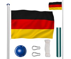 Flag Pole Height Adjustable 21ft Aluminium with Accessories Holder and Flag