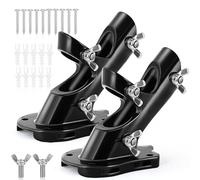 Flag Pole Holder, Anovo Flag Pole Brackets Mount Outside House Heavy-Duty Aluminum Metal Rust Proof Bracket 1" Inner Diameter 2 Positions with Hardwares for Outdoor Wall Mounting Porch(Black-2 Pack)