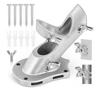 Flag Pole Holder, Anovo Flag Pole Brackets Mount Outside House Heavy-Duty Aluminum Metal Rust Proof Bracket 1" Inner Diameter 2 Positions with Hardwares for Outdoor Wall Mounting Porch( Silver-1 Pack)