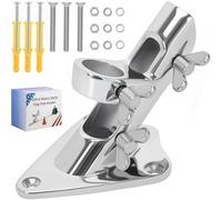 Flag Pole Holder, Outside House Flag Pole Bracket, 316 Stainless Steel Marine Grade Flag Mount, Ultra Heavy Duty Metal Mounting Brackets, Outdoor Flag Holder- Mirror Polishing, Dual Position 1 inch