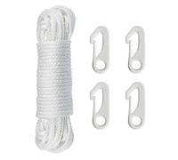 Flag Pole Rope with Flag Pole Clip, 15M Nylon Flag Rope Flagpole, 6mm ThickNylon Flag Rope with 4 Flag Pole Clip Flag Pole Halyard Rope Kit for Outdoor Sailboat Garden Camping