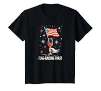 Flag Raising Toast T-Shirt, Kids, Black, 4 Years