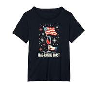 Flag Raising Toast T-Shirt, Women's Plus, Black, 6X